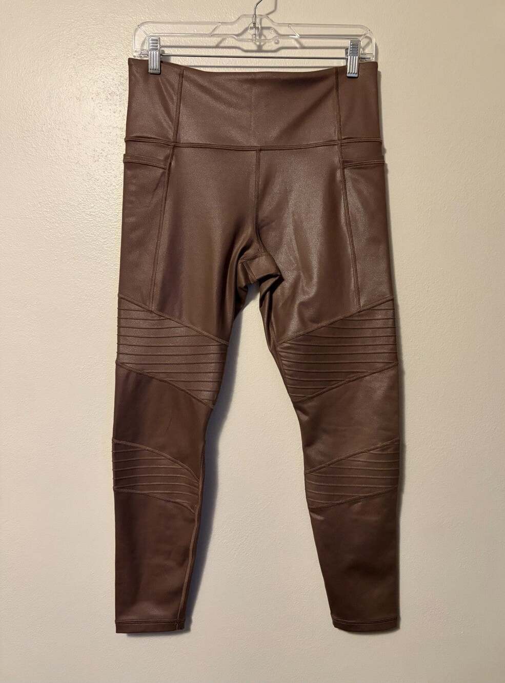 Athleta Inclination Moto Tight Leggings Size Medium Shimmer Dusty Rose